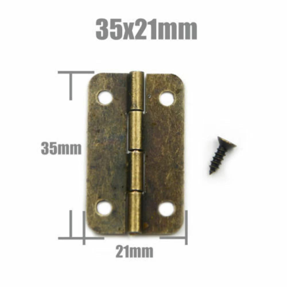 10-25pcs Mini Antique Brass Cabinet Hinges with Screws for Jewelry Gift Box Wooden Wine Chest Door Hardware