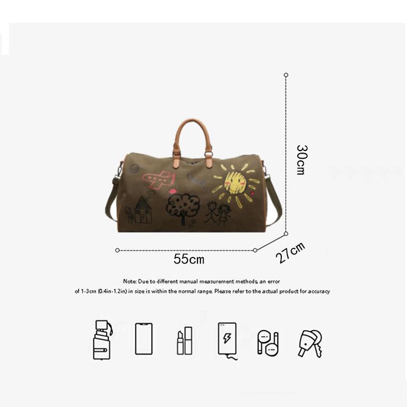 Canvas Luggage Bag For Women Large Capacity Fashion Student Dormitory Storage Bag Female Travel Boarding Handbag Carry On Bag AVE