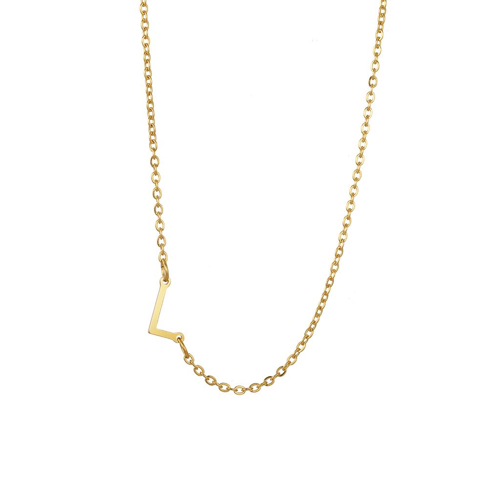 Cazador Sideways Tiny Letter Initial Necklaces A-Z Letters Necklace Stainless Steel Necklace For Women Gift Anniversary Jewelry