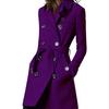 Cappotto lungo da donna in lana per autunno e inverno, con cintura in vita e doppiopetto