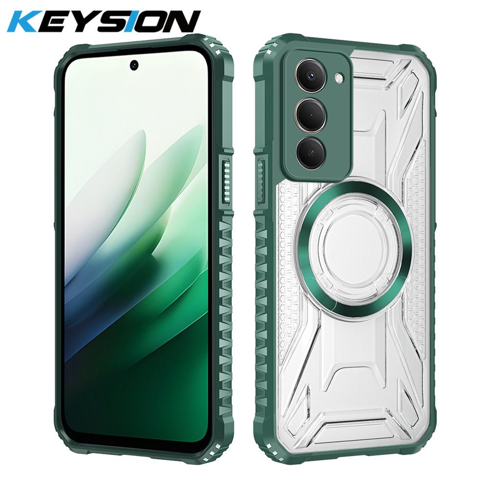 

KEYSION Прозорий магнітний чохол для Redmi 15 169.5мм 171мм Силікон+ПК Ударостійкий чохол для телефону для Redmi 15 5G for Redmi 15 169mm зелений