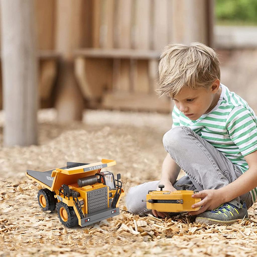 1/24 Alloy RC Dump Truck Car with Light Engineering Vehicle Excavator Remote Control Dumper Car Toys for Boys Christmas Gifts