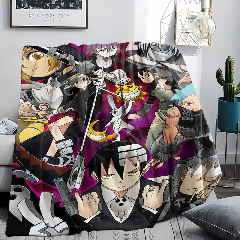 1PC Soul Eater Print Flannel Blanket, High quality Comfortable for All Seasons, Home Decor, Warmth and Comfort, Perfect for Christmas Gifts173