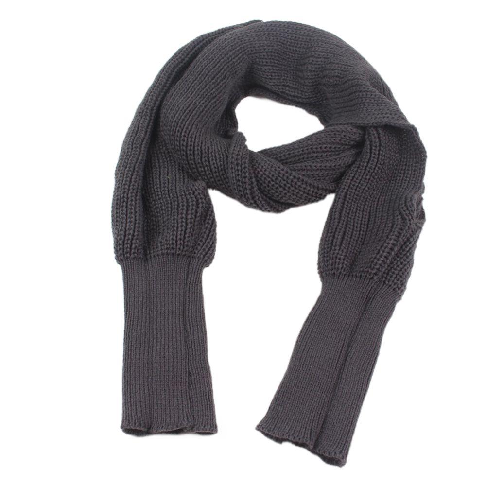 

Шарф-пончо унисекс, осенне-зимний платок, шарф с длинным рукавом, вязаный шарф в корейском стиле темно серый