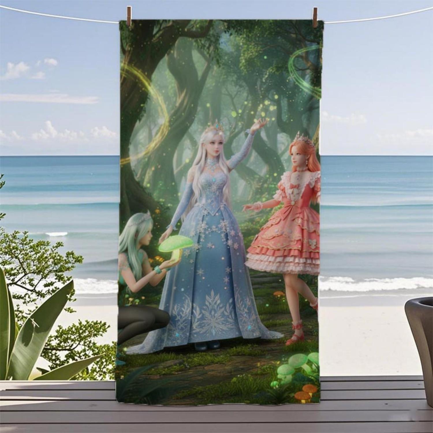 

Dreamy KPOP Group Dynamic Forest Print Beach Towel - Ultra-Soft Green Dream for Outdoor Festivals and Beach Use W40*H60(CM)