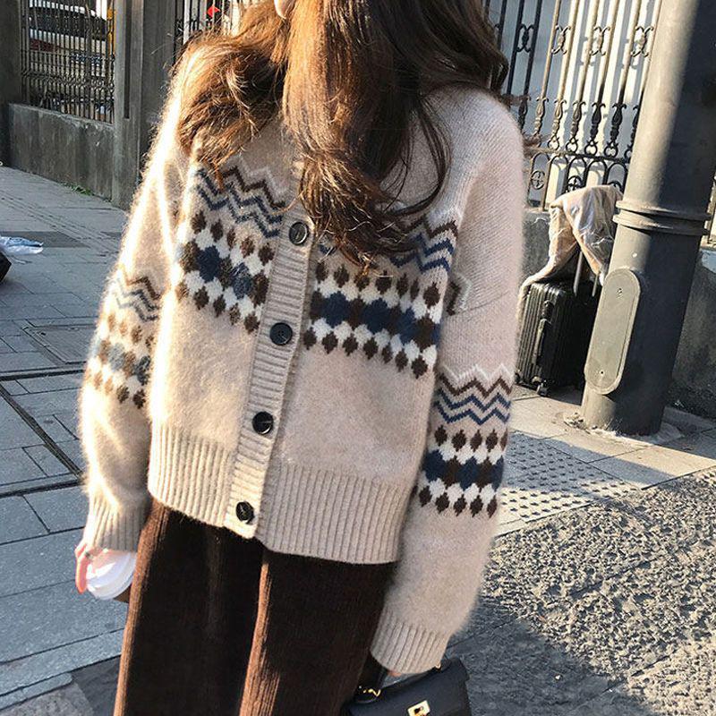 Spring 2025 Women s Cozy Knit Cardigan – Thickened Outerwear for a Gentle, Casual Style M (80-95 Jin) абрикосовый