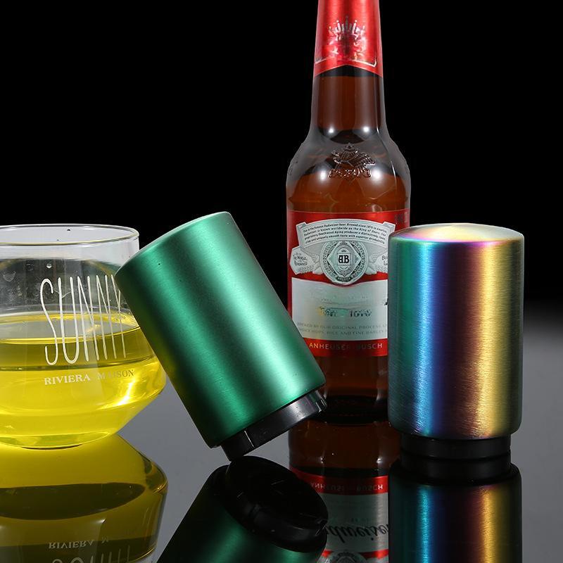 HOMZY Automatic Beer Bottle Opener Magnetic Stainless Steel Push Down Opener Soda Cap Opener Kitchen Bar Tools Gadgets Party Gift