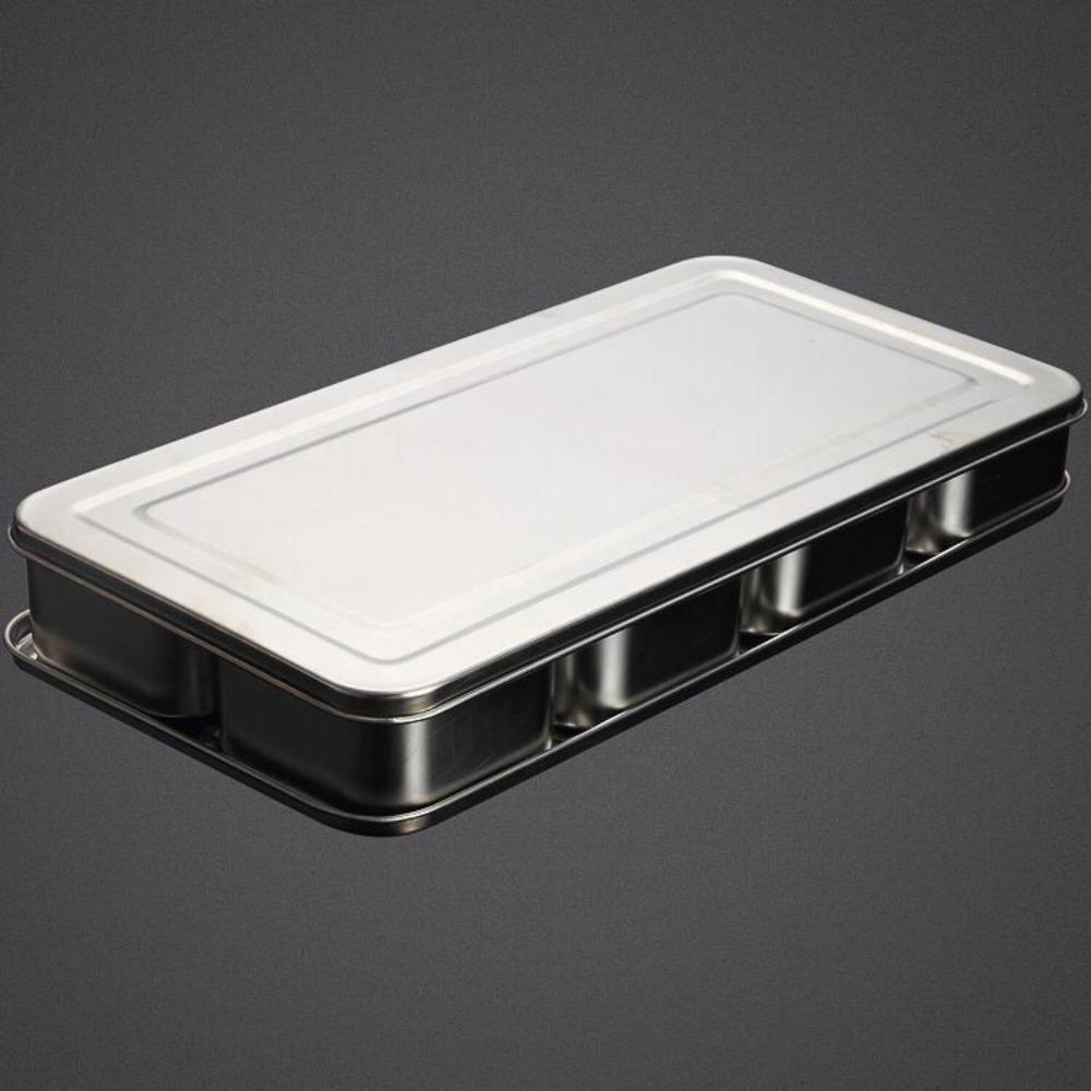 6/8 Grid Seasoning Storage Box Rectangular Stainless Steel Food Preparation Box Durable Rust-proof Dessert Ingredient Box