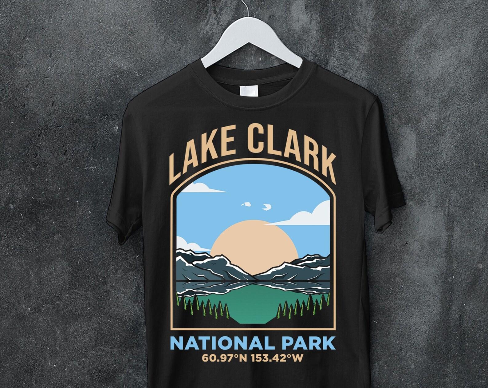 Lake Clark National Park US Vintage T-Shirt, USA Alaska Anchorage Parks Lover Gifts, Adventure Outdoors, Camping Hiking Travel Present Tees, 140