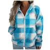 Women's Fashion Fall And Winter Plush Tweed Hooded Jacket Zipper Warm Top