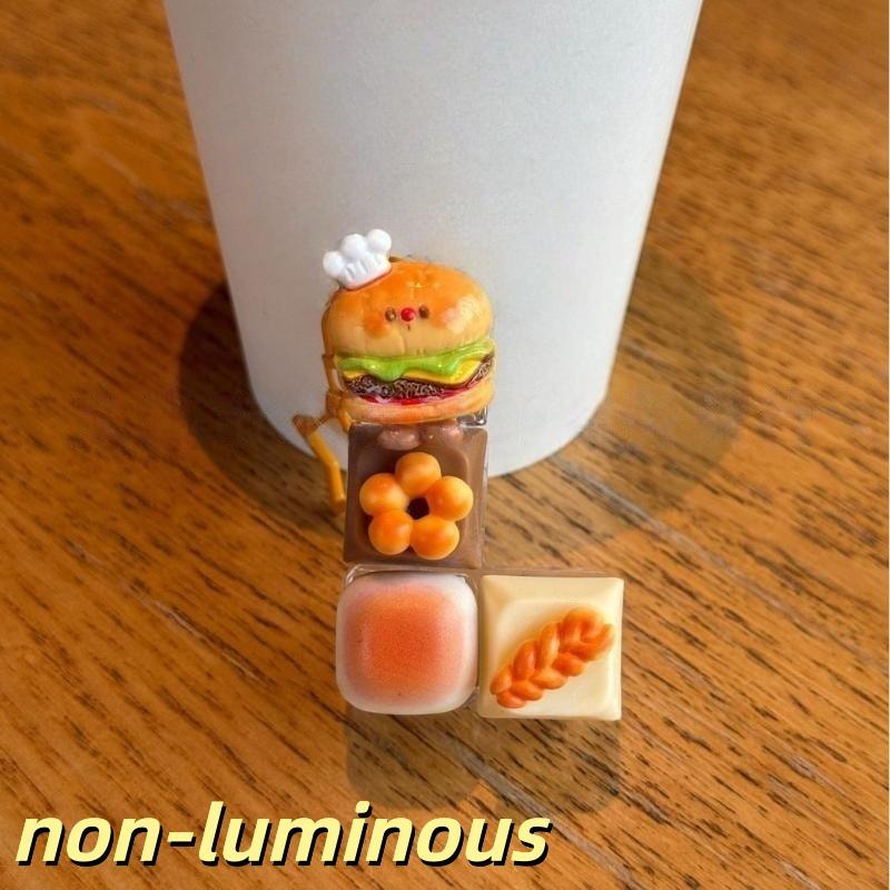 Funny Cute Bread Keycap Clicker Stress Relief Mini Fingertip Decompression Keychain for Teen Birthday Gifts