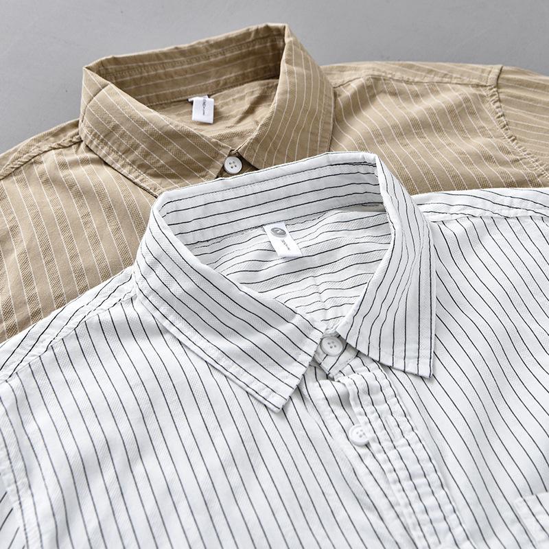 Spring Pure Cotton Striped Shirt Men's Handsome Loose Long-sleeved Shirt Literary and Versatile Casual Top