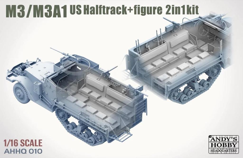 Takom 1/16 Scale American M3/M3A1 Half-Track 2-in-1 Plastic Model TKOAHHQ-010 (Tank)
