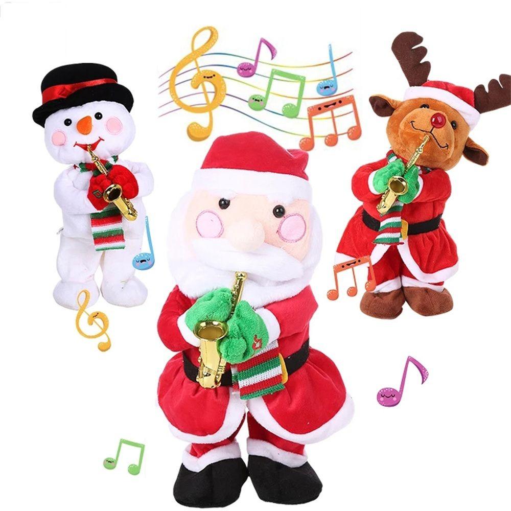 Sněhulák Los Elektrická Plyšová Panenka Santa Claus Tančící Zpívající Plyšové Hračky Domácí Dekorace
