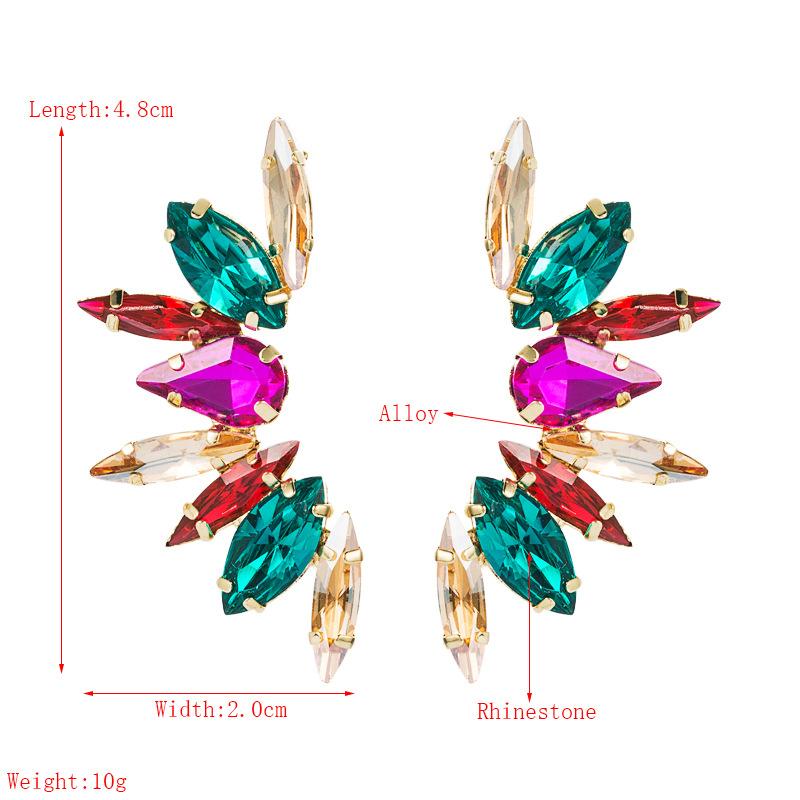 Women's Stud Earring Mulit Color Rhinestones HalfSide Flower Earrings Alloy Ctystal Chic Earrings