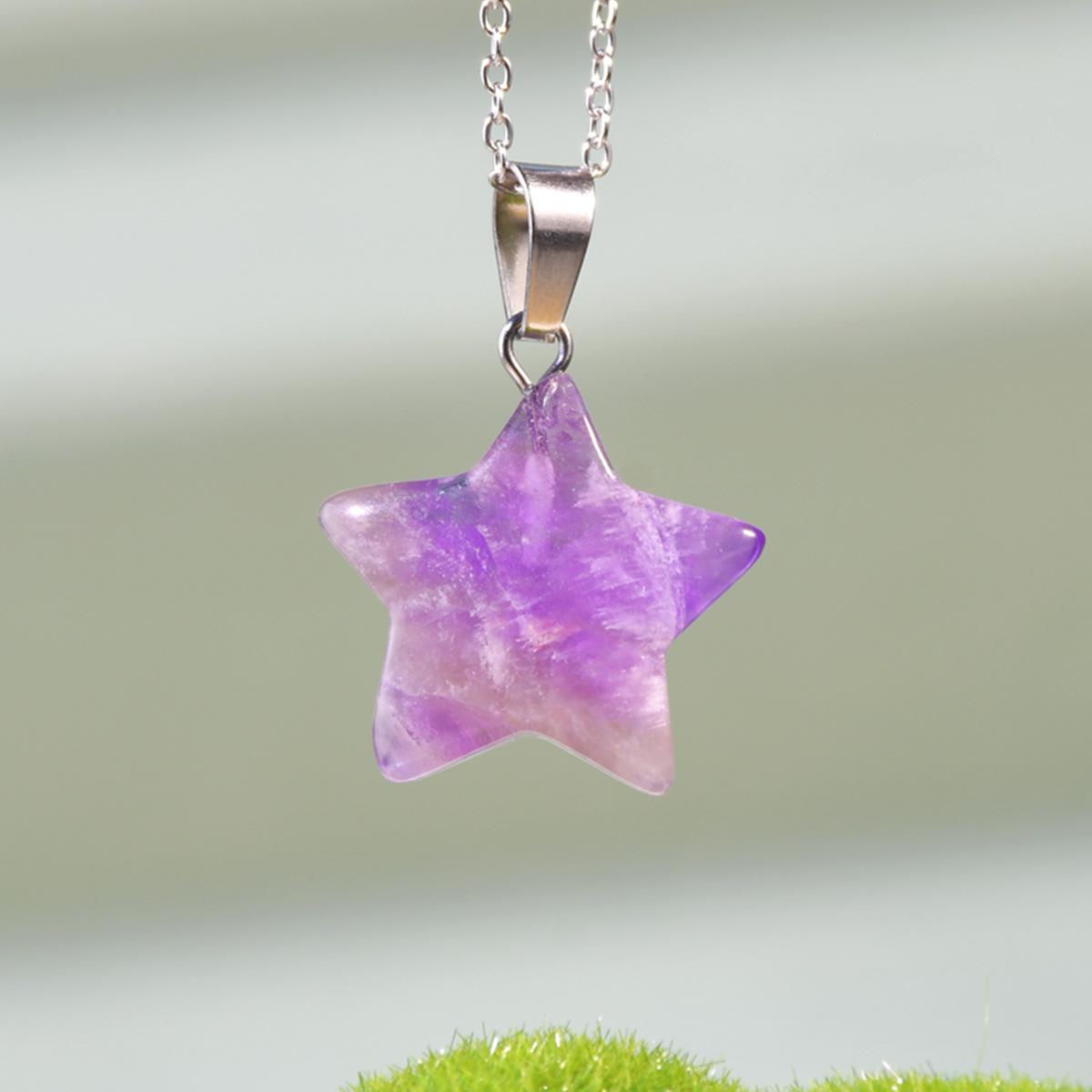 

1pc Natural Stone Pendant Five-pointed Star Shape Amethyst Lapis Lazuli Lady Charm Necklace Jewelry Gifts Pendant аметист