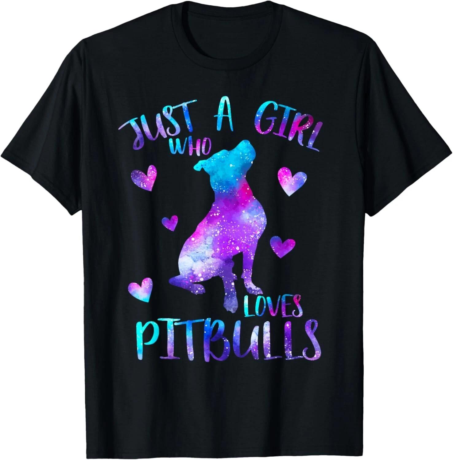 Just a Girl Who Loves Pitbulls Galaxy Space Pitbull Dog Mom Gift Unisex T-Shirt S
