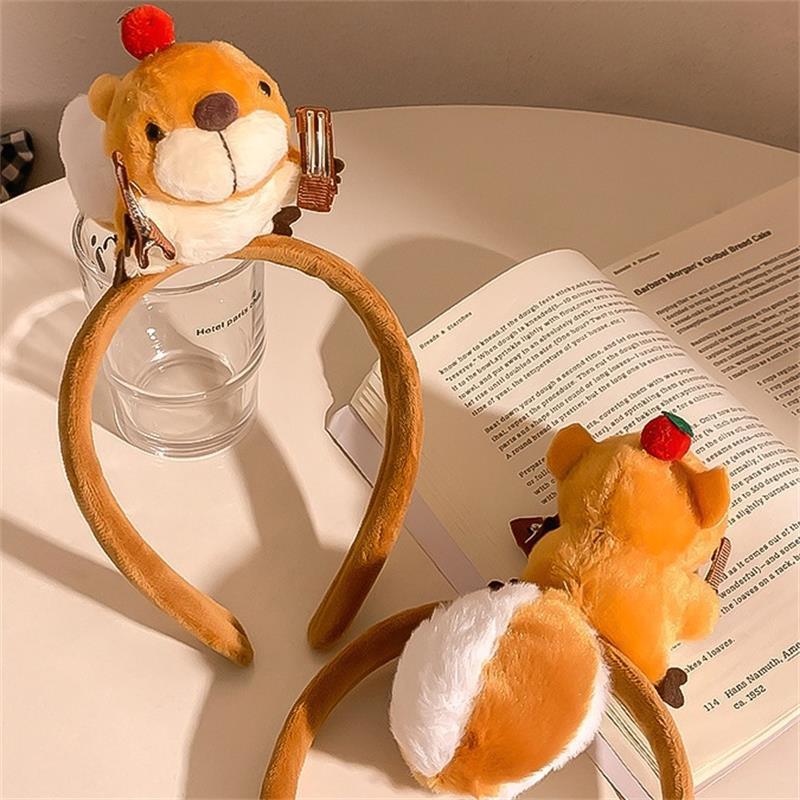 Cartoon Lustige Plüsch Eichhörnchen Puppe Haarreif Haarspange Stirnband Mädchen Niedliches Gesicht Waschen Stirnband Lustiges Haarband Haaraccessoire Geschenke