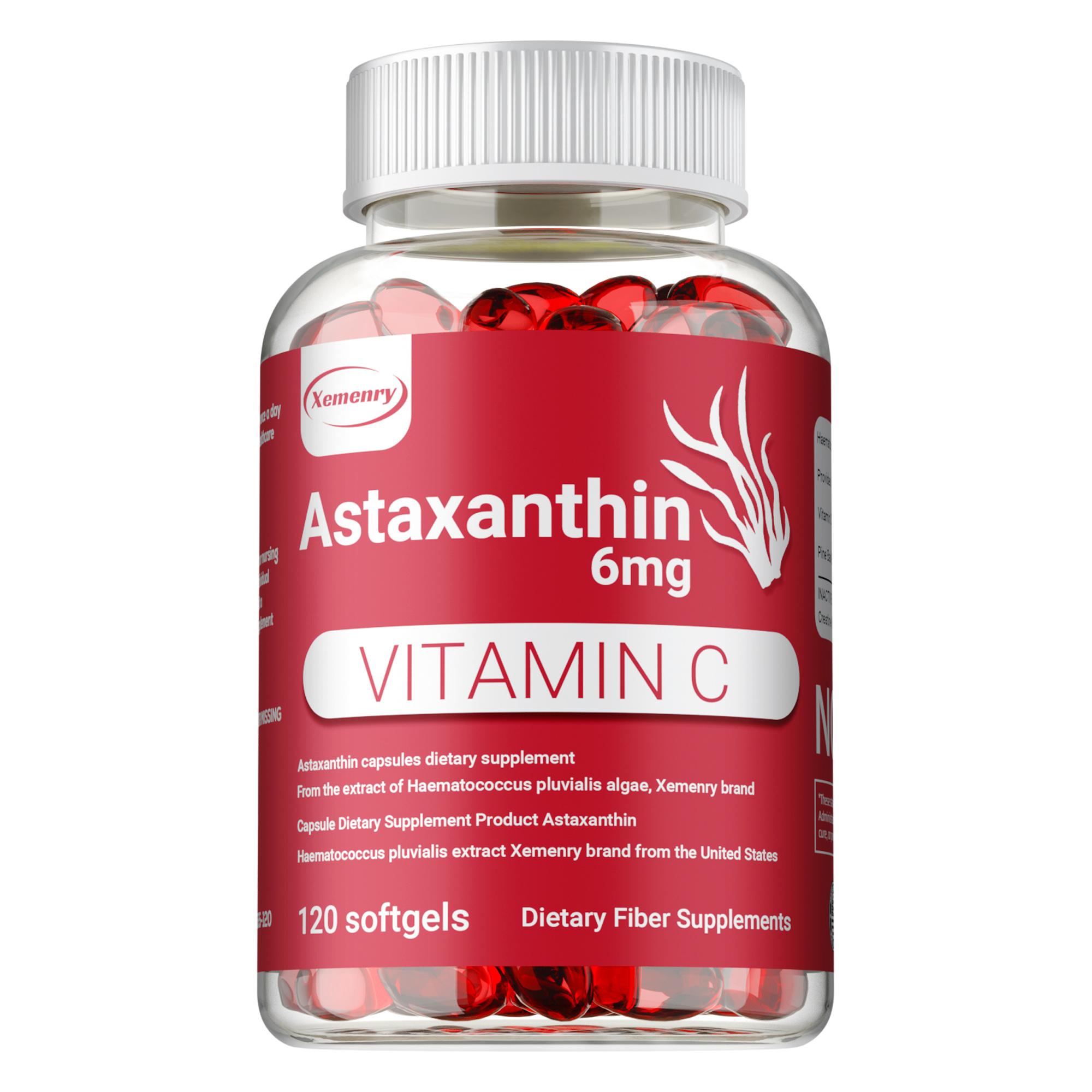 Astaxanthin Supplement, 6mg Astaxanthin Extract, with Vitamin C, Suitable for Adults 120*1