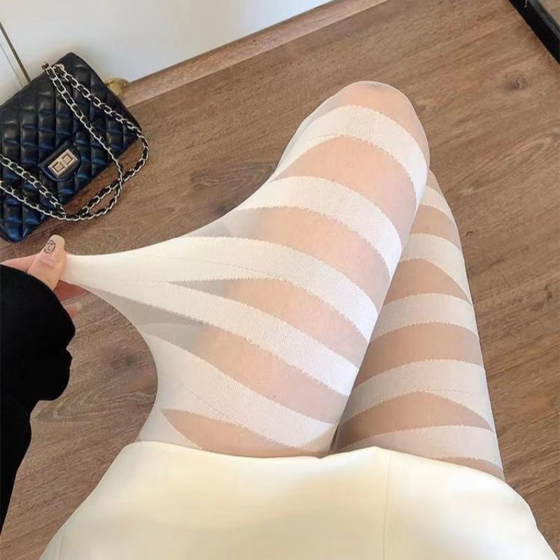 Women Sexy Pantyhose Striped Pattern Summer Breathable Tights Seamless Skinny Stocking
