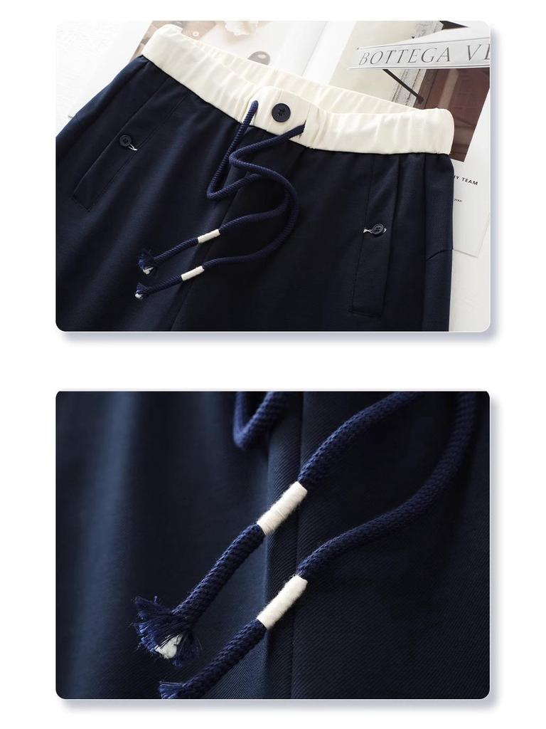 Women's Elastic High-Waist Drawstring Scimitar Pants - Spring & Autumn 2025, Casual Chic Loose Straight-Leg Banana Pants