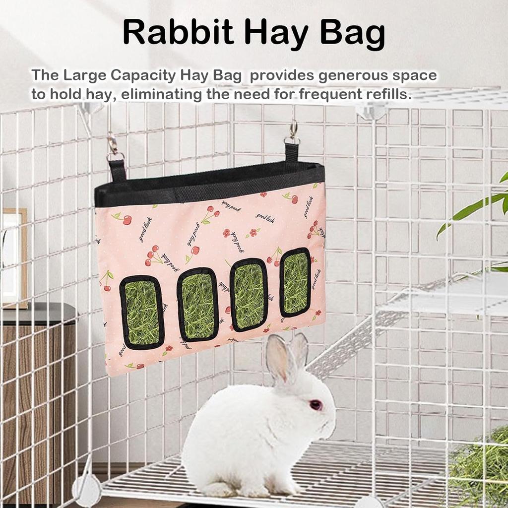 Rabbit Hay Feeder Bag, Large Capacity Rabbit Hay Bag Small Animal Hanging Hay Bag 600D Oxford Cloth Bunny Hay Feeder Bag for Rabbits Guinea Pigs