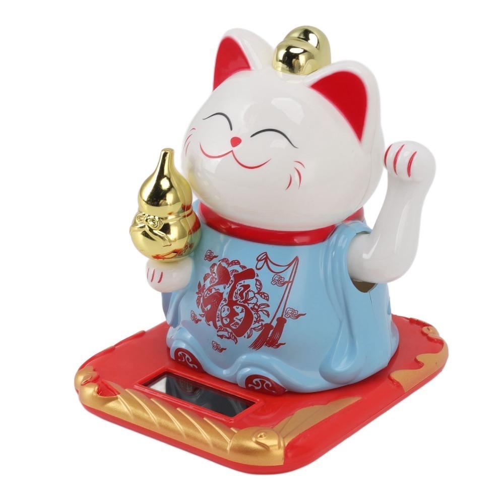 4.13x3.74x3.27in Solar Waving Lucky Cat Plastic Car Dashboard Lucky Cat  Restaurant & Hotel Decor