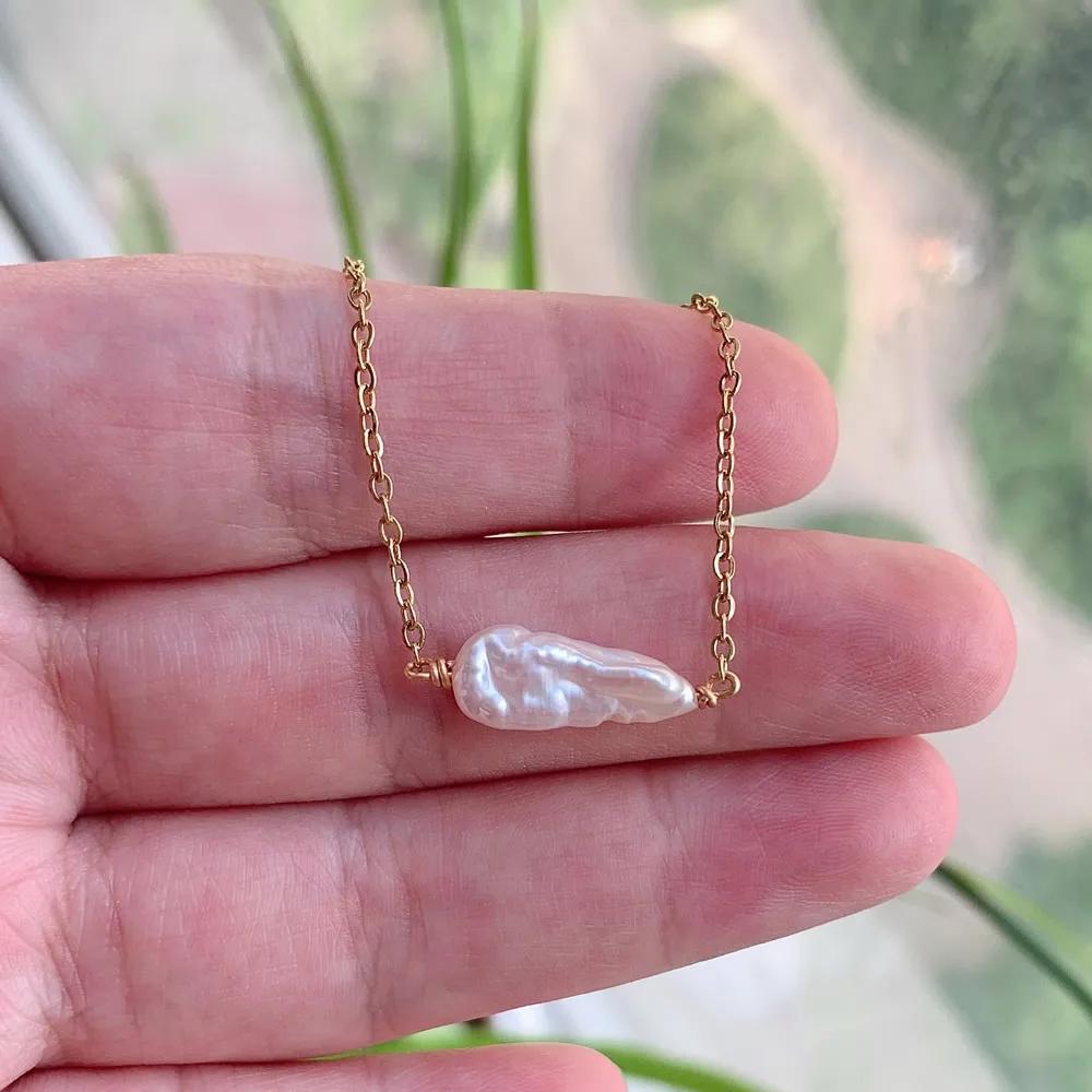 Real Natural Freshwater Pearl Necklace for Women Irregular Round Square Coin Stick Drop Baroque Pearl Pendant Necklace Choker