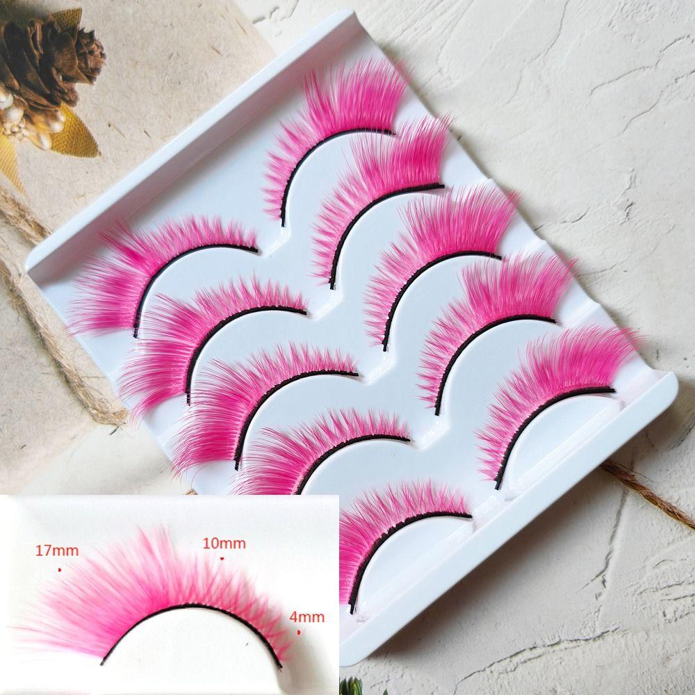 5Pairs Cosplay Party Fox Cat Eye Eyelashes Dramatic Look Eyelash Extension Colored Lashes