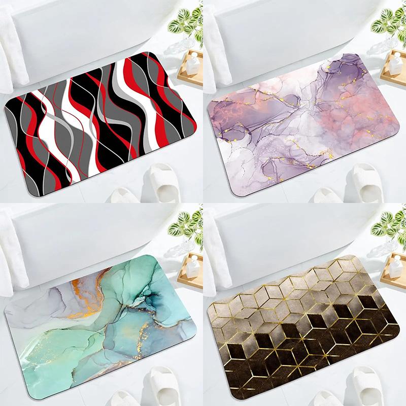 Colorful Marble Texture Door Front Mat Decoration Home Bathroom Floor Mat