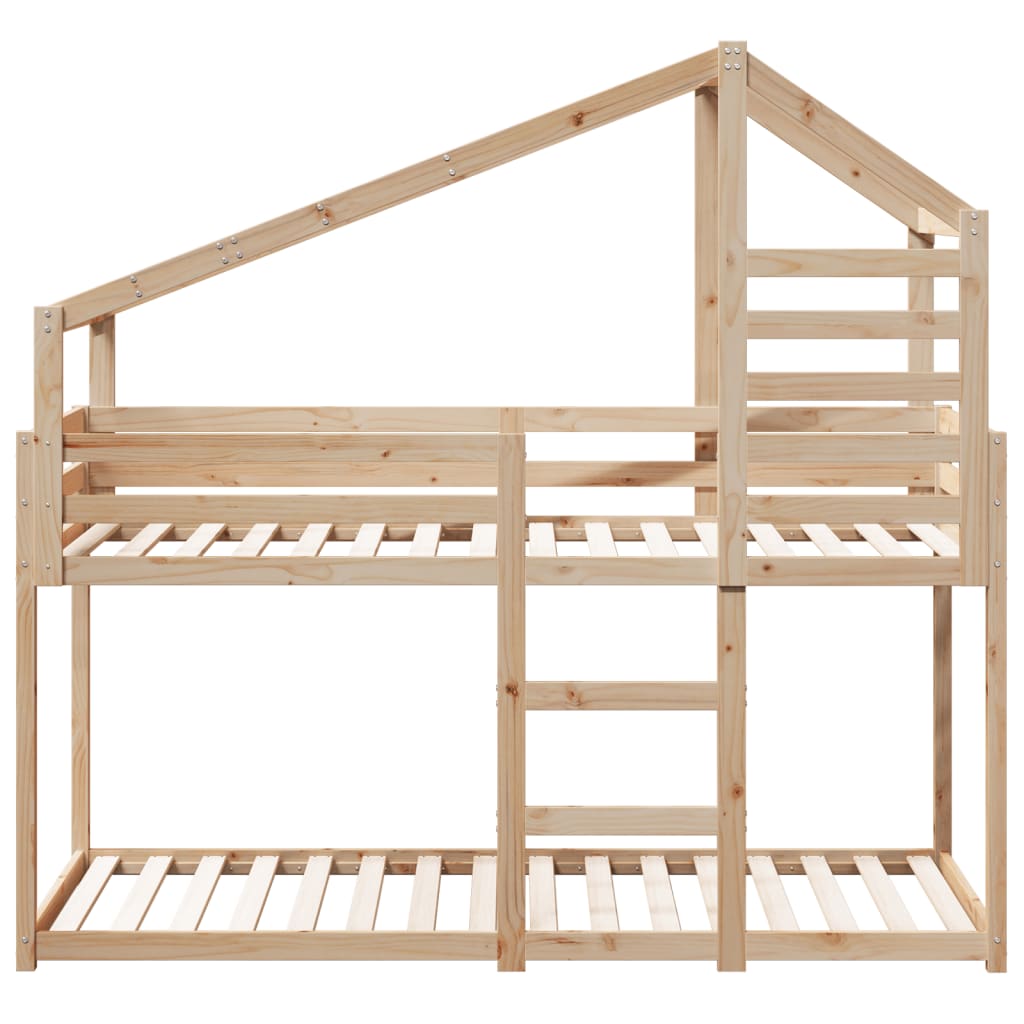 Vidaxl Bunk Bed with Canopy, 80X200 Cm, Solid Pine Wood