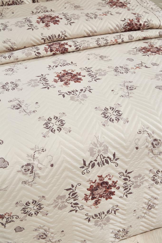 Canvas-King-Size-Tagesdecken-Set Tiny, Tagesdecke 230 x 250 cm mit Kissenbezug, Cappucino