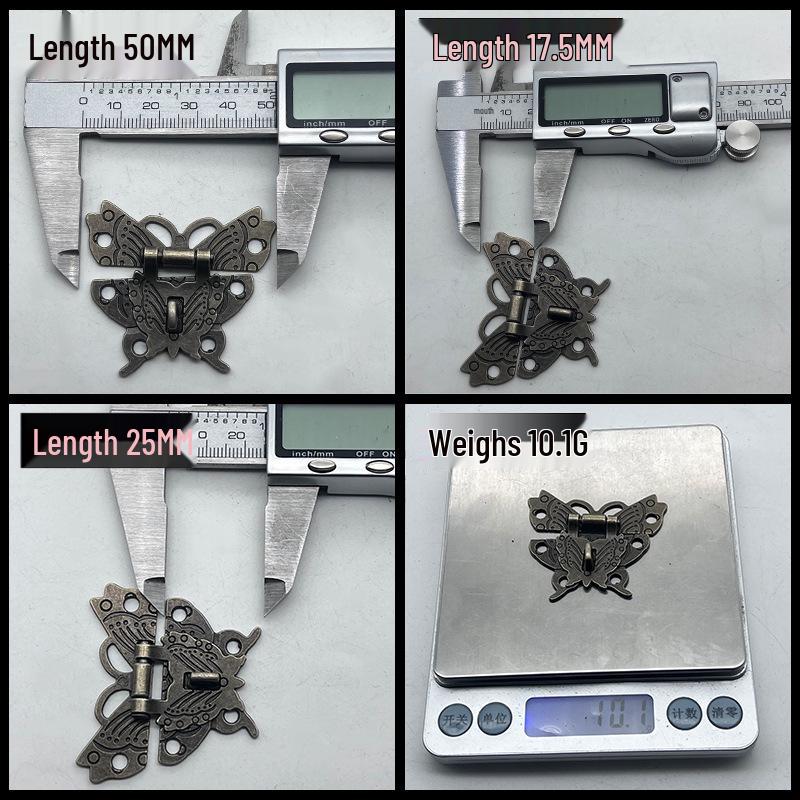 Antik grön brons fjärilslås för trälådor och kistor