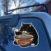 2 Pieces 13x12cm Black Cat Eating Ramen Funny Waterproof Vinyl Car Decal Exterior Decor