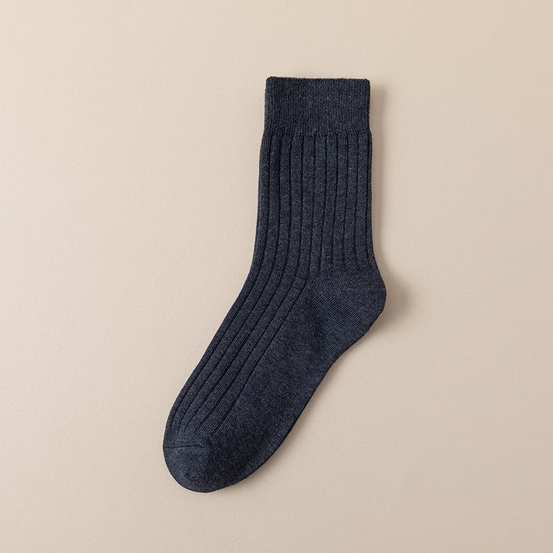 Calzini Uomo Autunno/Inverno Cotone Pettinato Fine Calzettoni a Mezza Gamba Casual Traspiranti Calzini in Puro Cotone Retro Business Calzettoni Lunghi