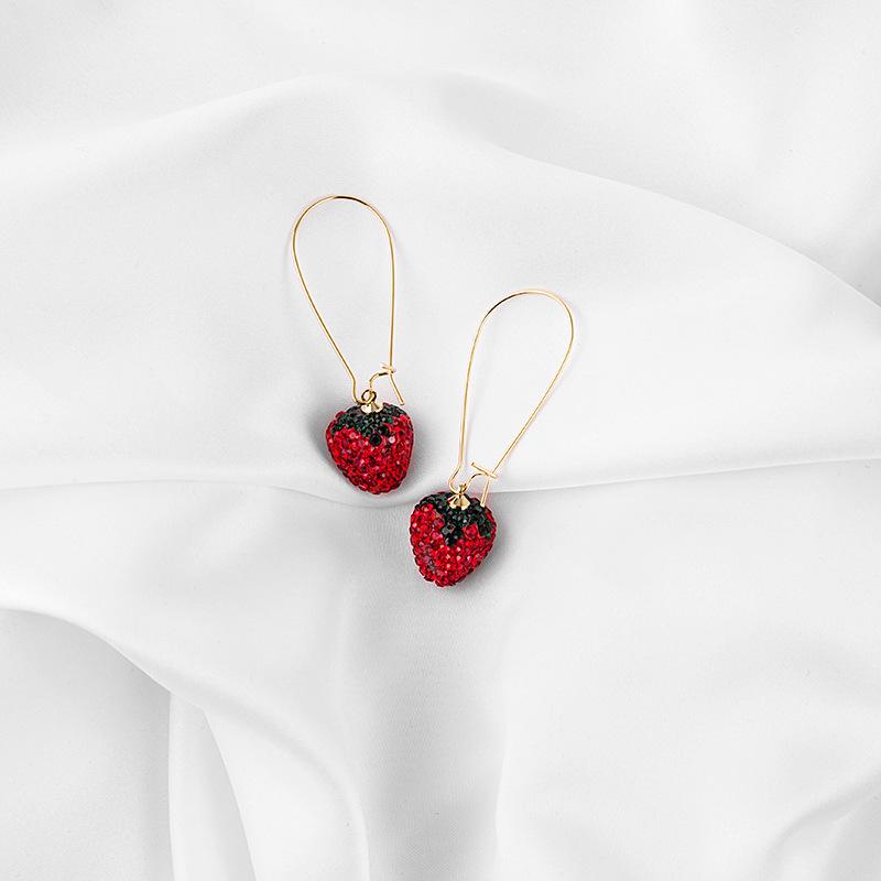 

Sweet red strawberry earrings for women червоний