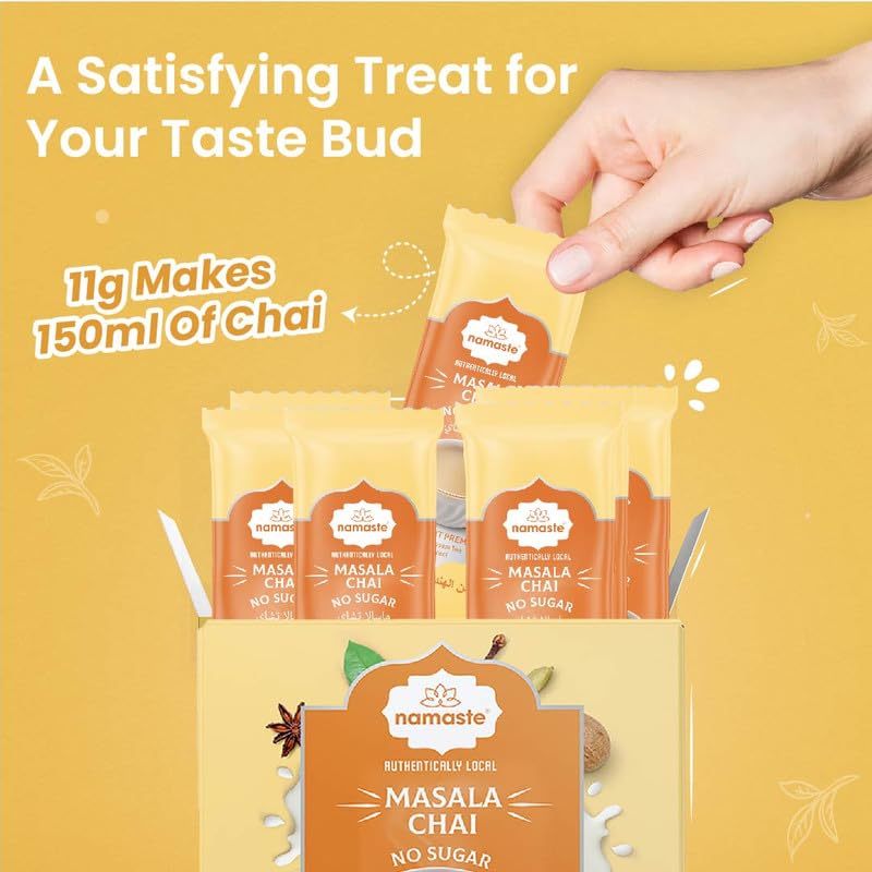 Namaste Chai Masala Tea Instant Premix Sachets | Unsweetened Instant Tea Premix | Instant Tea Premix Powder | Masala Tea With Milk | Masala Chai In