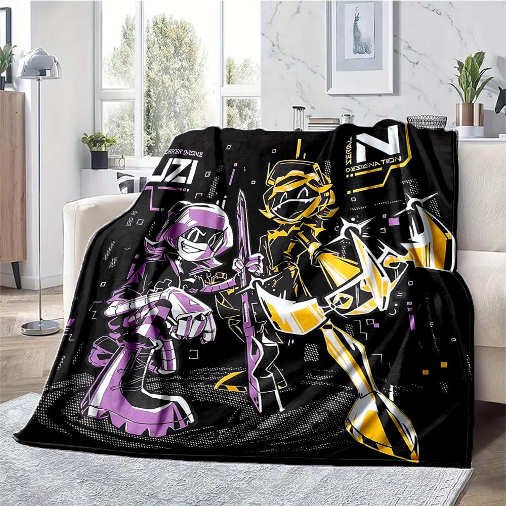 Murder Drones Theme Printed Blanket - Perfect for Couch, Bed, Travel & Outdoor Use | Machine Washable, Cozy & Durable.