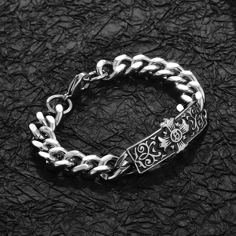 

Европейский и американский ретро браслет из толстой титановой стали с крестом и звездой для мужчин - стиль хип-хоп панк