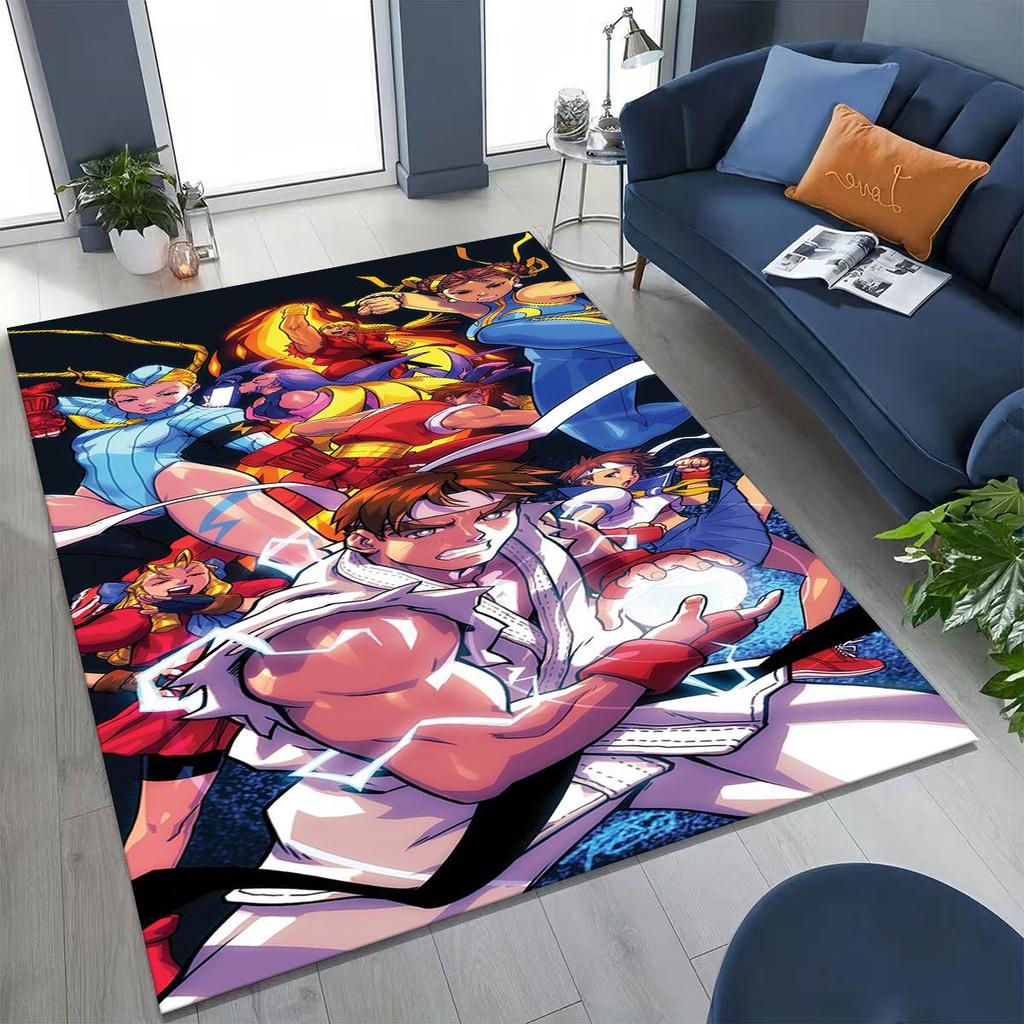 Retro Street Fighter 6 Characters Game Chun-Li Cartoon Rug for Bedroom Living Room Sofa Home Doormat Decor,Non-slip Floor Mat