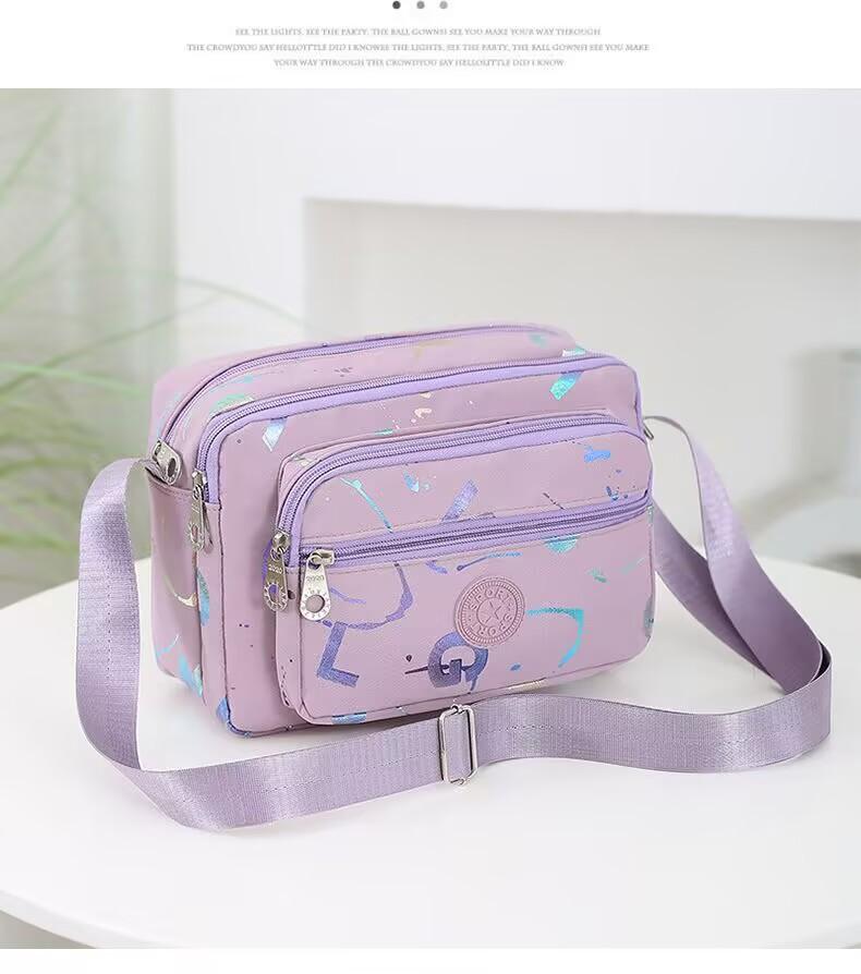 

Нова мама маленька сумка нейлон оксфордська тканина жіноча сумка через плече легка полотняна багатошарова повсякденна сумка фіолетовий