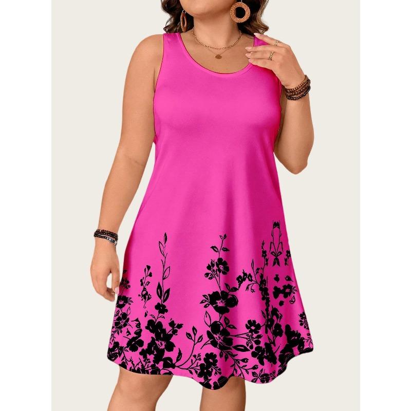 Women Abstract Geometric 3D Print Dress O Neck Sleeveless Loose Casual Mini Dress Summer Daily Outfit Dresses