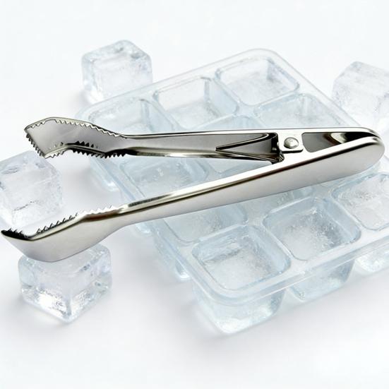 Ice Clamp Stainless Steel Ice Tongs Spring Design with Serrated Grip Non-Slip Ice Clip for Sugar Cubes Snacks