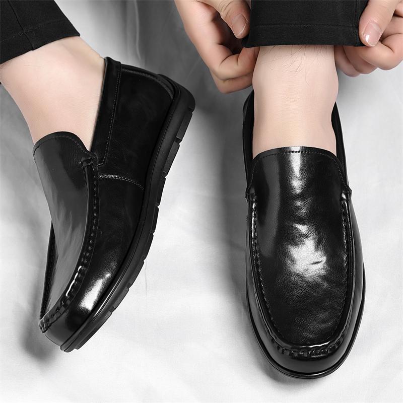 Fashion Men's Casual Business Shoes Leather Slip on Luxury Brand Loafers Men Handmade Man Moccasins Italian 2025 new Male Walking Shoes