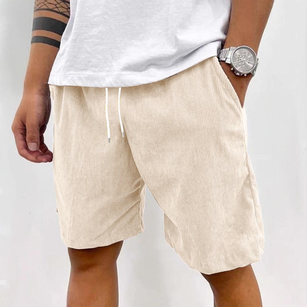 European American Retro Corduroy Men's Summer Drawstring Shorts - Trendy Sports Casual Style