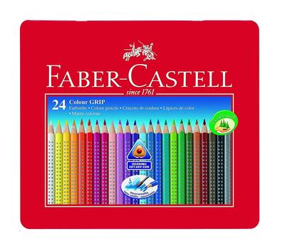 ColorGrip Watercolor 24 Colors 112423 Faber-Castell Pencils, (Tin)