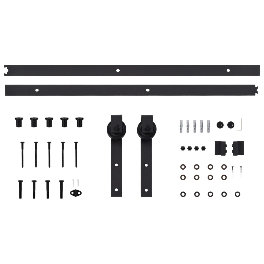 Vidaxl Sistema di Montaggio per Porte Scorrevoli Skien, 183 Cm, Acciaio, Nero
