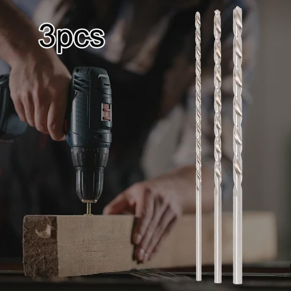 3pcs 30cm Extra-Long Wood Drill Set Spiral Drills Set Diameter 6, 8, 10 X 300mm