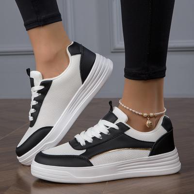 Fashion Ladies White Shoes Women's Sneakers 2024 Summer Lace-up Thick Bottom Sports Shoes Woman Mesh Breathable Walking Shoes Female