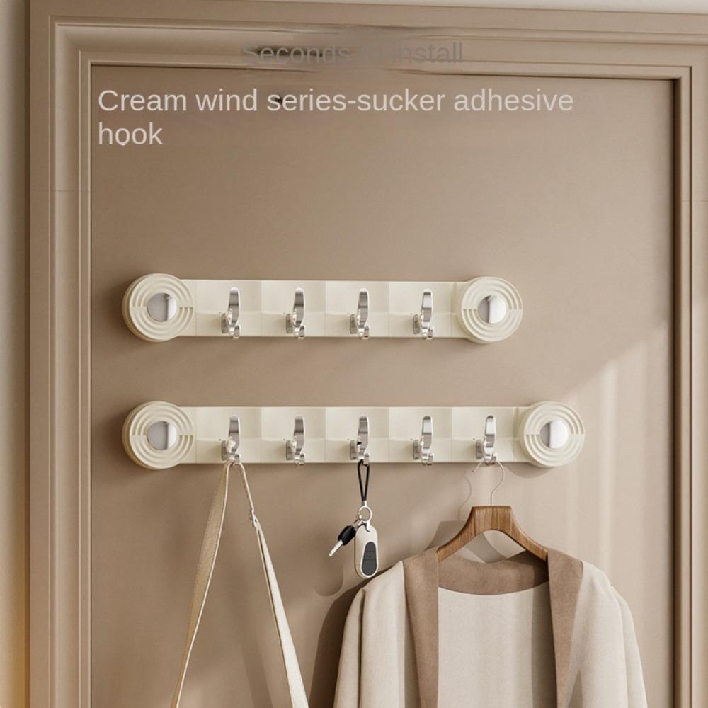 

Wall Mounted Suction Cup Hook Rotating Robe Coat Hangers Fashion Vacuum Cup Hook Beige-L